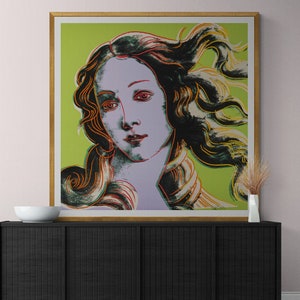 Renaissance Greek Grecian Woman on Lime Green l Warhol l Pop Art | Canvas or Print (Framed /Unframed and Mat/No Mat)