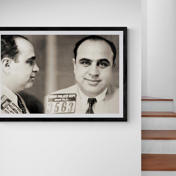 Mug Shot Poster Size Prints of Al Capone, Large Print or Canvas Wall Decor, Photography, Modern (Framed /Unframed and Mat/No Mat)