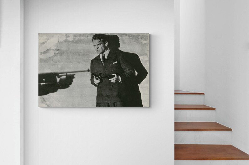 Cagney Gangster Art Print in Black and White framed /unframed and Mat