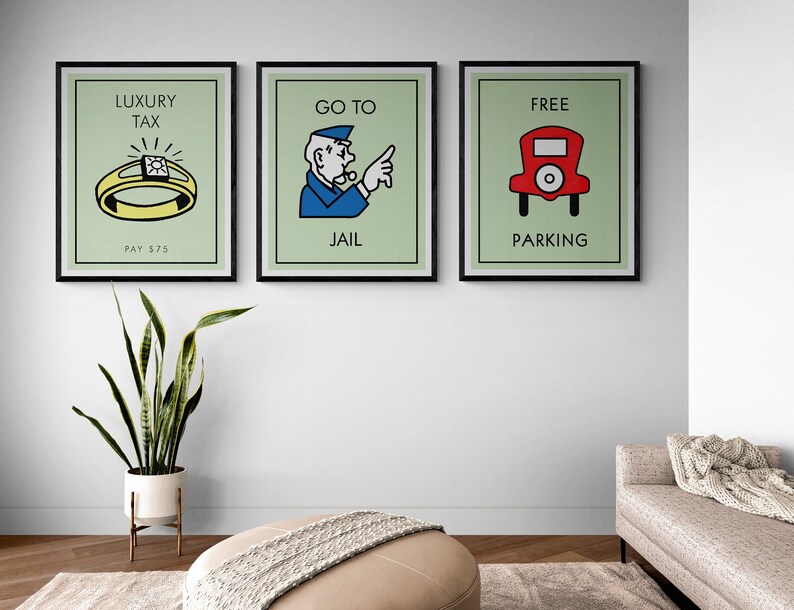 3 Piece Set of Monopoly Canvas/print, Monopoly Board Art Canvas/prints