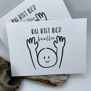 8x Spruchkarte: Du bist der Knaller | schlichtes Grußkarten SET für Lieblingsmensch | Geburtstagskarte, Dankeskarte, Jahrestag, Valentinstag