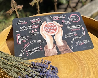 Muttertag Geschenk: Frühstücksbrett "Guten Morgen Mama" - spülmaschinenfest, einzeln oder als Geschenkset, Geburtstagsgeschenk für Mama