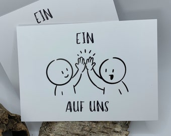 Spruchkarte: Ein Hoch auf uns | schlichte Postkarte für Lieblingsmensch zum Valentinstag | Geburtstagskarte, beste Freundin, Arbeitskollegin