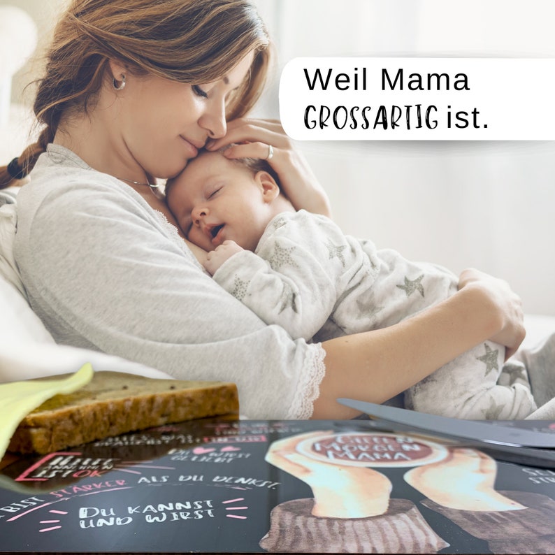 Geschenkset für Mama: Frühstücksbrettchen Guten Morgen Mama I Geschenk Muttertag, Geburtstagsgeschenk Mama, Geschenk frischgebackene Mama image 7