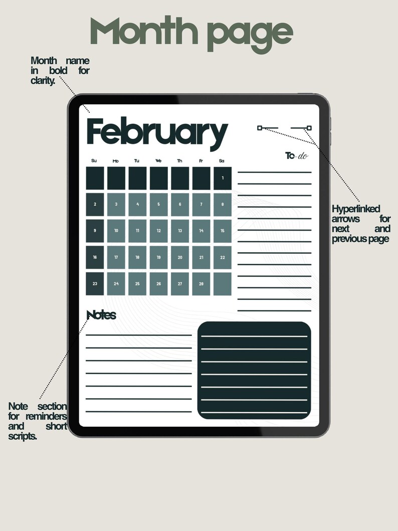 2026 Minimalist Digital Planner | Monthly Calendar Templates (digital ...