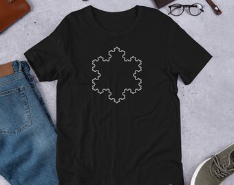 Unisex "Fractal Snowflake" Shirt, Koch Curve, Fractal Geometry, Infinite Coastline Principle, Science Apparel, Math Art