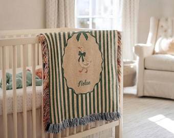 Personalized Goose Woven Baby Blanket, Baby Goose Woven Blanket, Goose Nursery Decor Custom Baby Blanket, Baby Shower Goose, Baby Gift