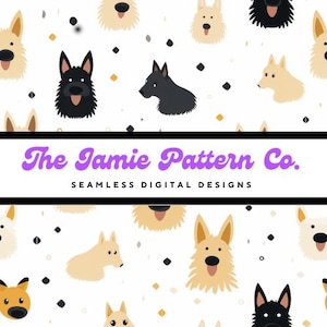 Dog Seamless Digital Paper Pattern, Happy Puppy, Black, Tan, Gold, Beige, Scrapbook Pattern, Instant Download, Commercial Use, PNG, JPG, PDF