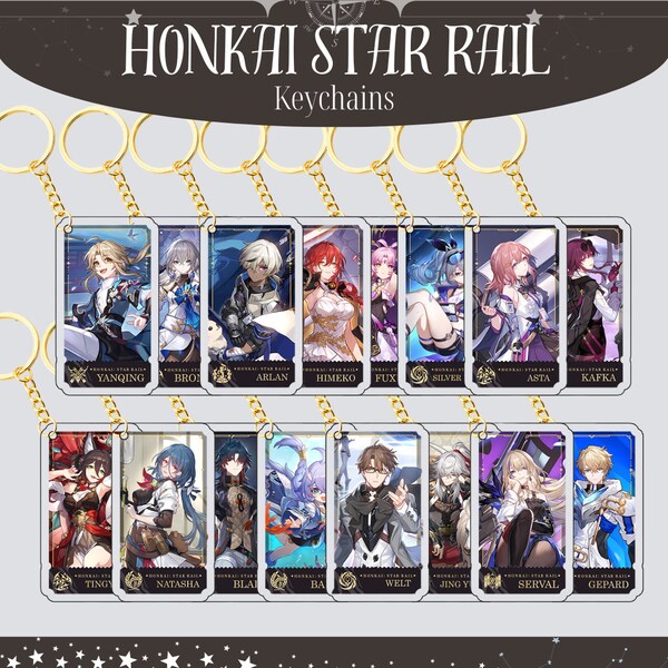 Honkai star rail keychains, Honkai star rail key charms, Honkai star rail double sided keychains, Honkai star rail characters keychains