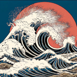 Japanese Ukiyo-e Style Painting Digital Art Print Titled