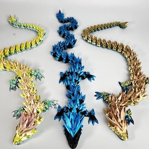 Gliederdrache Spielzeug 3D Druck | Flexi Fidget Dragon Figur | Posierbare Fantasy Kreatur | Schreibtisch Haustier | Drachen Liebhaber Geschenk | D&D Dekor