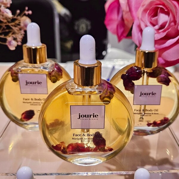 Huile corporelle infusée de luxe au souci, à la rose et au jasmin (50 ml)