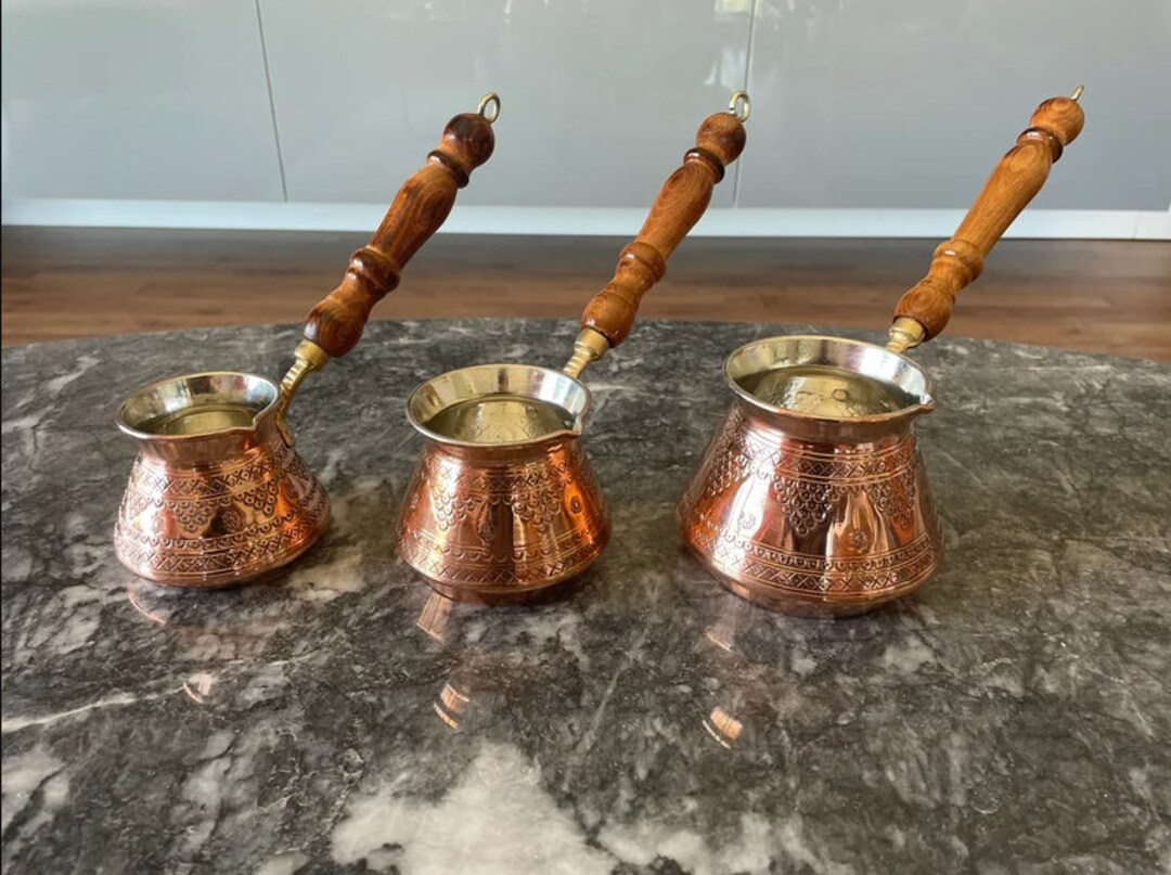 Copper Turkish Coffee Pot Set Handmade Arabic Coffee Etsy