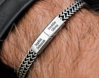 MeMeDIY Bracciale Uomo Personalizzato Con Nome/Foto Inciso - Acciaio Inossidabile - Regalo Papà Marito - 2