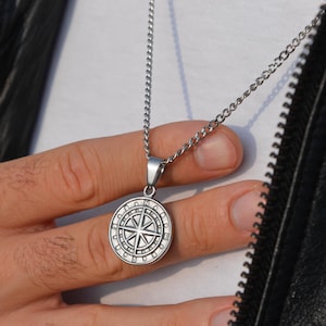 Poolster kompasketting, herenkompashanger, gepersonaliseerde ketting, poolsterketting voor heren, gepersonaliseerde sieraden