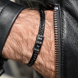Gepersonaliseerde papa-armband, aangepast cadeau voor papa, familiearmband, vaderdagcadeau, cadeau echtgenoot, gegraveerd papacadeau, naamarmband voor hem