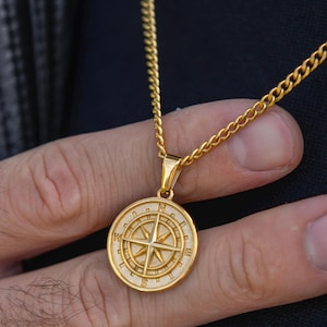 North Star Compass Necklace, Mens Compass Pendant, Personalized Necklace, North Star Necklace For Men, Personalised Jewelry