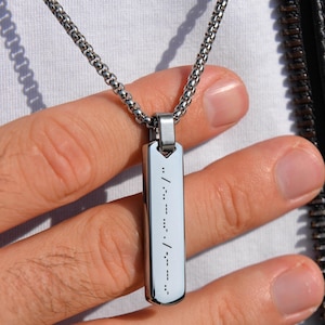 Gepersonaliseerde morsecodeketting, verjaardagscadeau verjaardag, aangepaste ketting voor mannen, ketting met verborgen boodschap voor hem