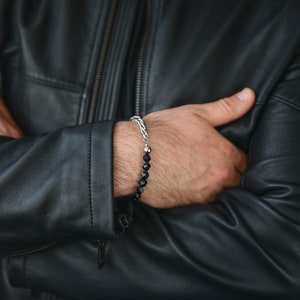 Pulsera de cadena de caja para hombres, pulsera de plata para hombres, joyería para hombres, regalo para él, pulsera de cuentas para hombres