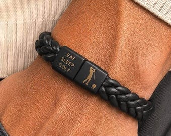 Golf Bracelet with Message, Custom Name Personalised Sport Bracele, Gift for Golfer, Dad, Husband, Coach, Anniversary Golf Gift for Him