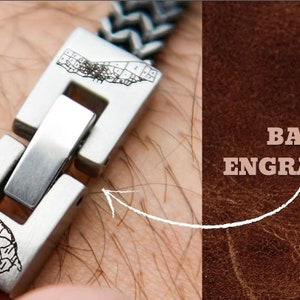 Pulsera de acero inoxidable personalizada para hombre Grabado Acero inoxidable Pulsera personalizada Mensaje oculto imagen 9