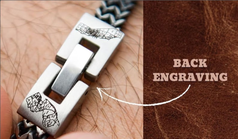 Men's Personalised Stainless Steel Bracelet Engraved Stainless Steel Personalized Bracelet Hidden Message image 9