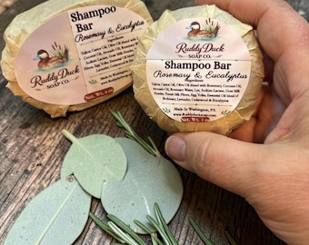Solid Shampoo Bar: Rosemary & Eucalyptus Round Bar or Massage Bar