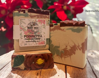 Poinsettia Handmade Christmas Themed Soap Bar