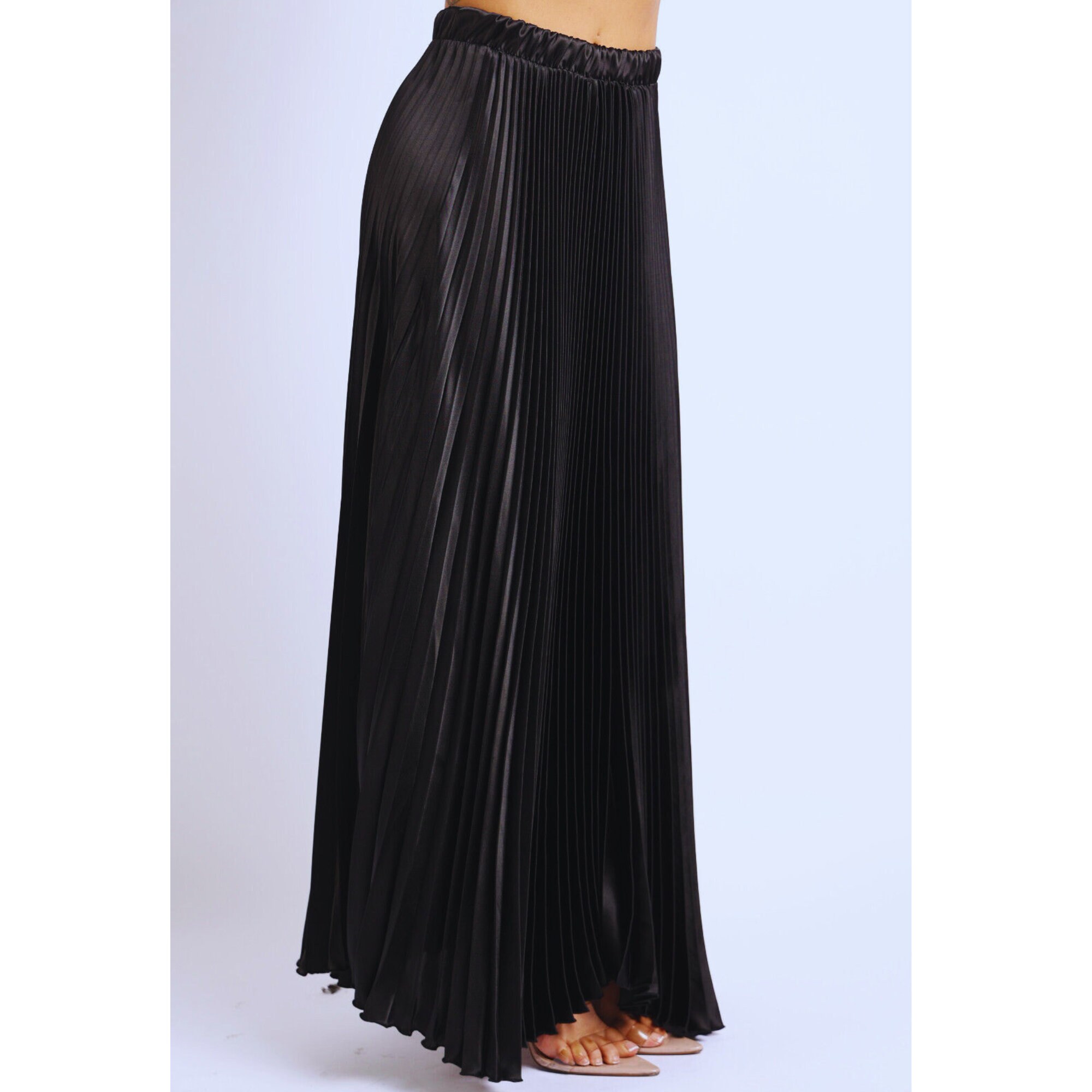 LUISA ESSENTIAL HIGH WAIST A-LINE MAXI SKIRT WITH ELASTIC WAISTBAND