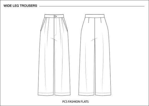 Wide Leg Trousers Ai, Technical Flat Drawing, Bottoms Technical Drawing, Illustrator Drawing, Fashion CAD Drawings, Ai Fashion Drawing - Etsy Wide Leg Trousers Ai, Technical Flat Drawing, Bottoms Technical Drawing, Illustrator Drawing, Fashion CAD Drawings, Ai Fashion Drawing - Etsy