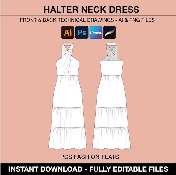 halter neck dress sketch HOW TO MAKE HALTER NECK DRESS PATTERNS