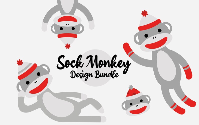 Sock Monkey Clipart Sock Monkey Vector Cute Sock Monkey Etsy