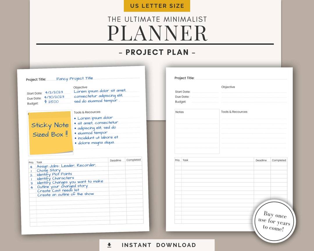 Ultimate Minimalist Small Project Plan Template With Ingenious Sticky