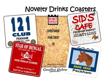 Only Fools Novelty-onderzetters, Del Boy Sid's Café-onderzetters, Nags Head-onderzetters, Peckham Only Fools-onderzetters