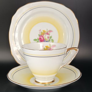 Beautiful Vintage English Bone China Trio tea set .Teacup, saucer and Teaplate made by Royal Stafford C1940s in lovely condition