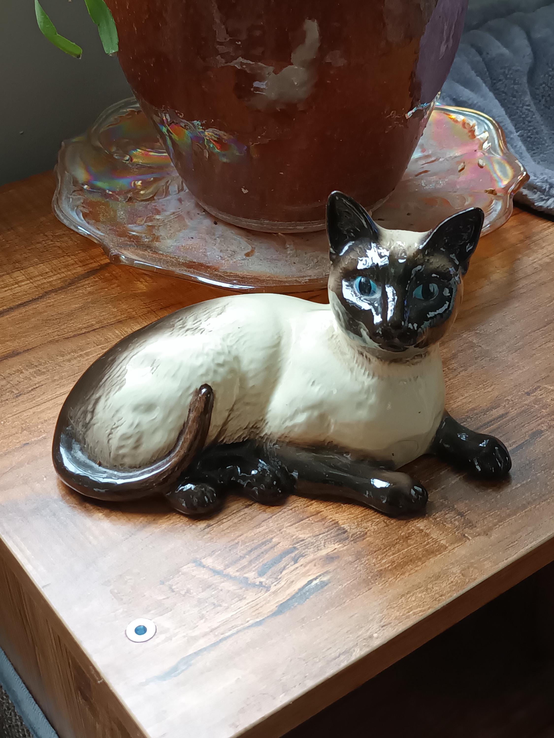 美しい希少なヴィンテージの大型ベスウィック英国製陶器製シャム猫