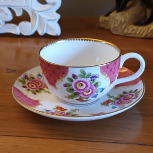Beautiful Vintage  Royal Worcester ,Connoisseur Collection ,Demitasse Cup & Saucer , "Worcester Flowers"  -C1990s  lovely condition
