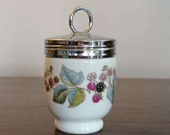 Beautiful rare Vintage  egg coddler by Royal Worcester  in the lovely "Blackberries"  Pattern black W backstamp C1980s in lovely condition
