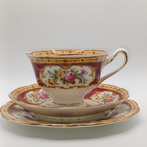 Beautiful Vintage Royal Albert Trio "Lady Hamilton " English Bone China Teacup ,Saucer and Teaplate  in super condition C1950s