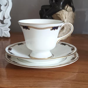 Lovely Elegant  Vintage Coalport &quot;St Malo&quot; English Fine Bone China Trio Tea Set .Teacup, saucer and Teaplate C1970s in lovely condition