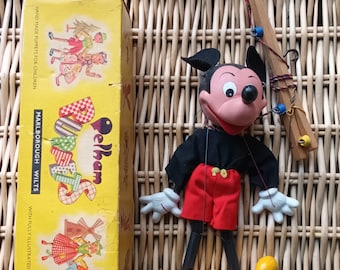 Lovely rare Vintage Original box walt disney Mickey Mouse  English Pelham Puppet  C1960s in lovely condition