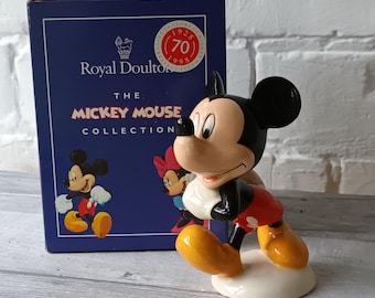 Prachtig zeldzaam moeilijk te vinden vintage Royal Doulton Mickey Mouse Disney's 70th Anniversary Edition-beeldje in doos in fantastische staat