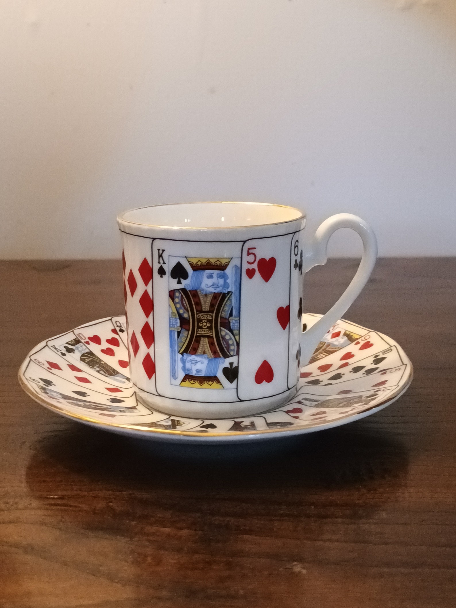 Playing Card Tea Set Beautiful Vintage Staffordshire Elizabethan Fine Bone China Playing ...