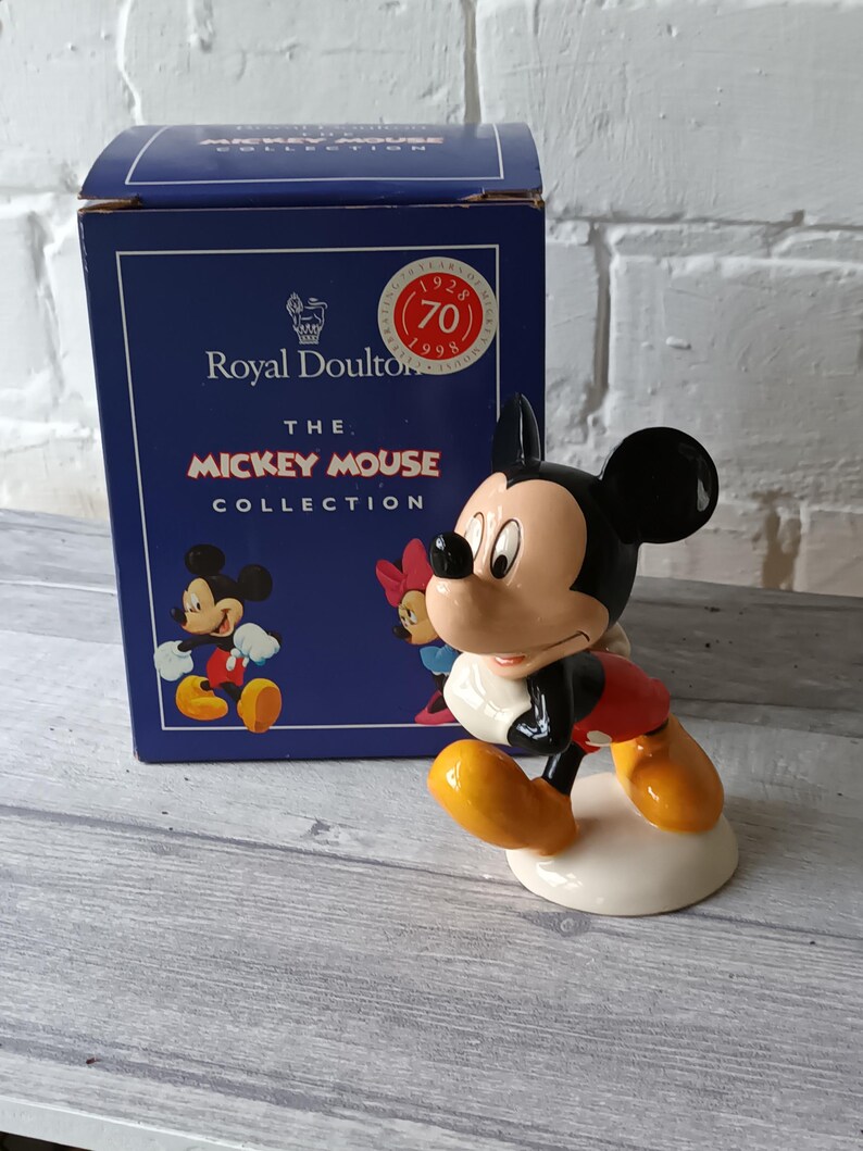Beautiful rare Boxed Hard To Find Vintage Royal Doulton Mickey Mouse Disney's 70th Anniversary Edition Figurine in fabulous condition image 7