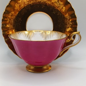 Superb Vintage Royal Albert Purple and Gold Avon’s shaped tea cup and saucer English bone china C1960s in lovely condition
