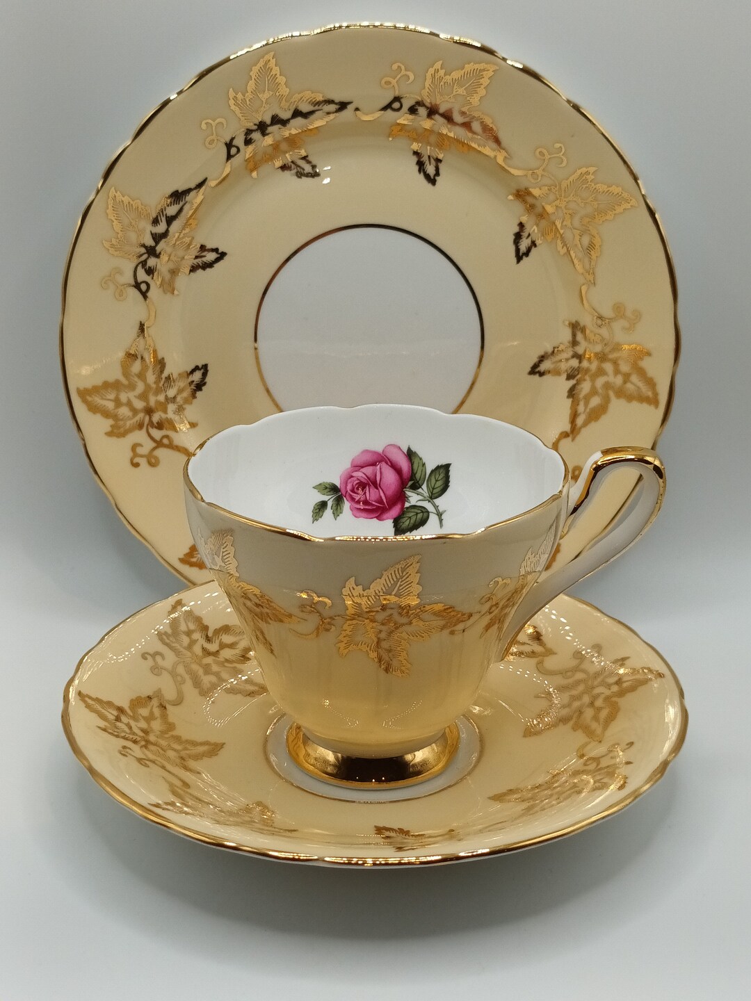 Beautiful Vintage Delphine English Bone China Trio Tea Set . Etsy