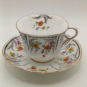 lovely Vintage Melba Bone China Art Deco Tea Cup and Saucer  Made In England C1930s in super condition