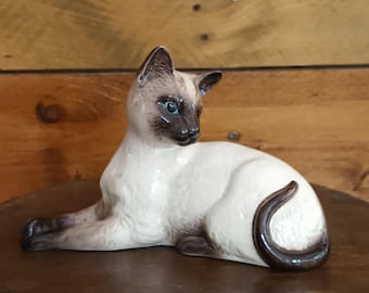 美しい希少なヴィンテージの大型ベスウィック英国製陶器製シャム猫