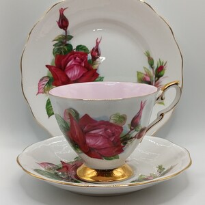 Beautiful Rare Vintage Royal Standard China Wheatcroft Roses &quot;Grand Gala Rose &quot; Trio  , in lovely condition C1950s