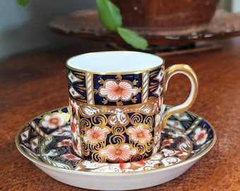 Beautiful Rare Antique Royal Crown Derby Coffee Can and Saucer